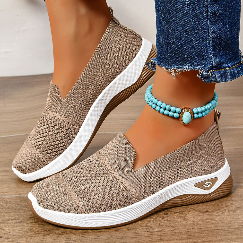 Damen Leichte Slip-On Freizeitschuhe mit atmungsaktiver Strickoberfläche