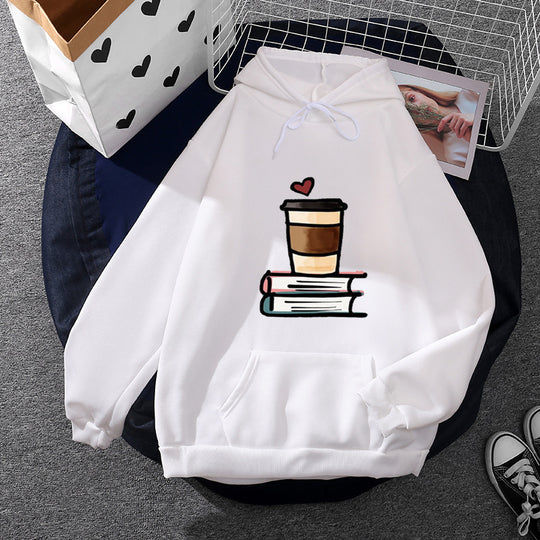 Damen nan lässiger Kapuzenpullover mit künstlerischem Mond‑und‑Pilzmotiv, weichem Fleecefutter und Kängurutasche Shop Nory