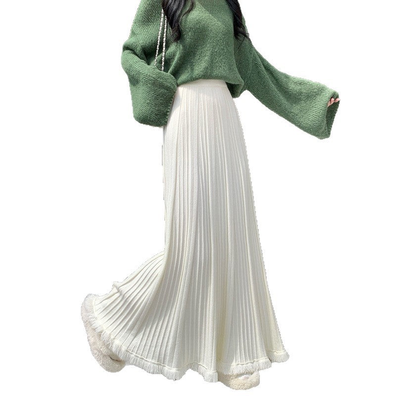 Damen Eleganter und fließender Maxirock mit plissierten Details Shop Nory