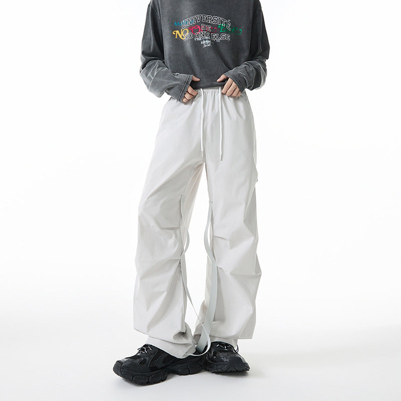 Damen Weite Tech-Cargo-Hose mit Tunnelzugbund, Beinriemen und wasserabweisender Nylon‑Optik Shop Nory