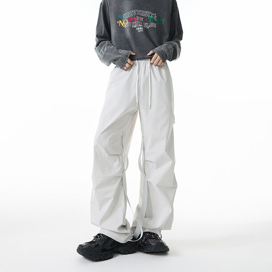 Damen Weite Tech-Cargo-Hose mit Tunnelzugbund, Beinriemen und wasserabweisender Nylon‑Optik Shop Nory