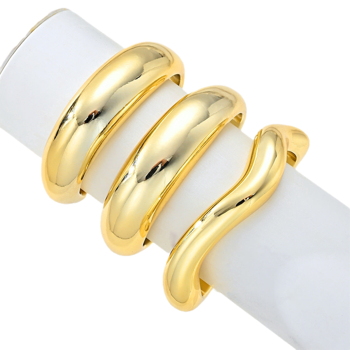 Damen Armreif-Set mit geschwungenem Design und glänzender Oberfläche Shop Nory
