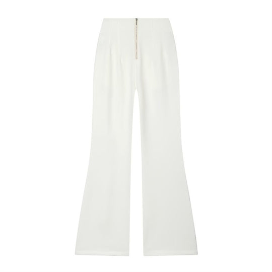 Damen Hochtaillierte weite Stoffhose mit geradem Bein und verdecktem Bund Shop Nory
