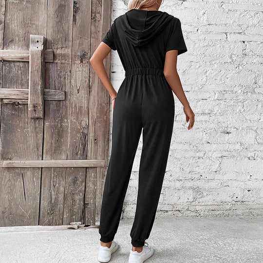 Damen Kapuzenoverall mit praktischem Reißverschluss und elastischem Bund