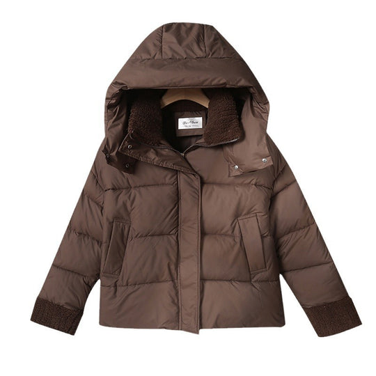 Damen nan kurze wattierte Jacke mit hochschließendem Teddykragen, Fleece-Innenfutter und verstellbarem Saum Shop Nory
