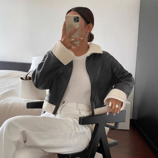 Damen modische Lederjacke