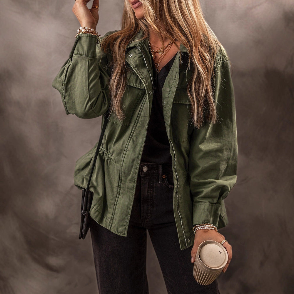 Vintage Winddichte Arbeitsjacke Mit Kapuze Und Mehreren Taschen