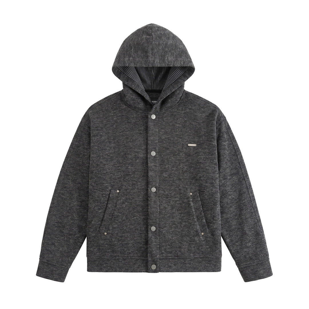 Unisex Kurz geschnittene Boxy-Kapuzenjacke aus Sweat mit Druckknopfblende und Eingrifftaschen Shop Nory