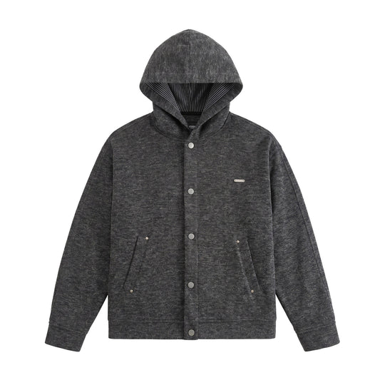 Unisex Kurz geschnittene Boxy-Kapuzenjacke aus Sweat mit Druckknopfblende und Eingrifftaschen Shop Nory