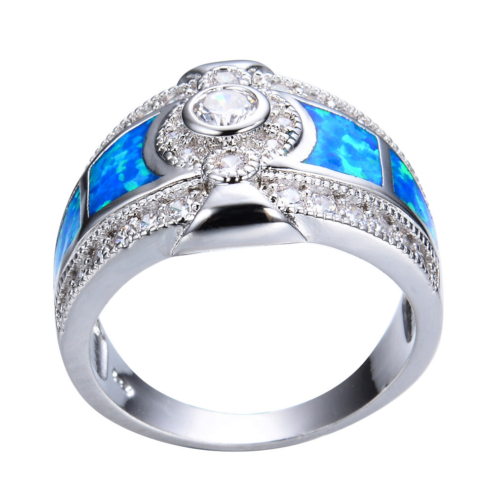 Damen Ring mit funkelndem Opal und exquisiten Zirkonia-Verzierungen Shop Nory
