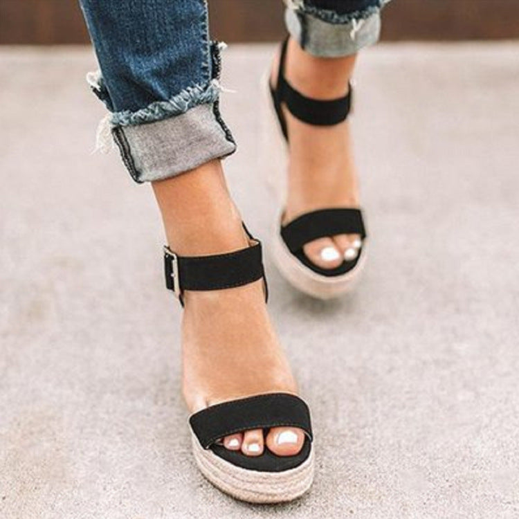 Damen Espadrille-Sandaletten mit hohem Plateau und komfortablem Riemendesign Shopnory