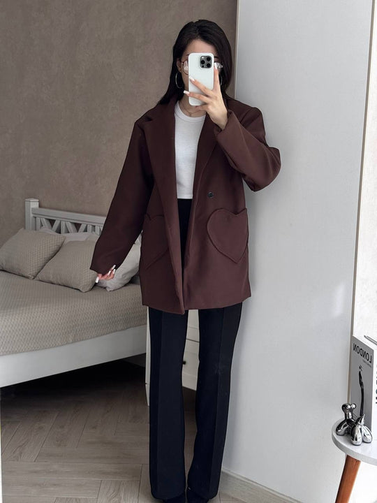 Damen Oversized Blazer-Mantel mit herzförmigen Taschen Shop Nory