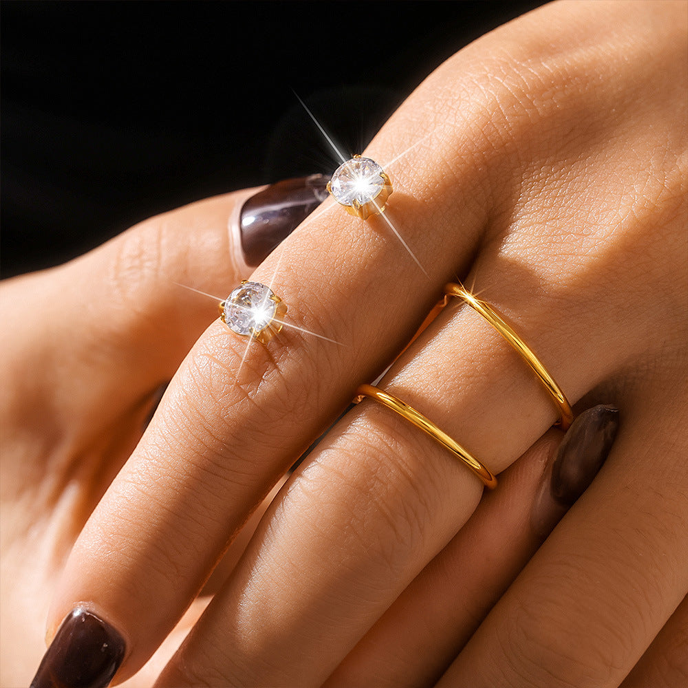 Damen Offener Ring mit funkelndem Zirkon und elegantem Edelstahl Design Shop Nory
