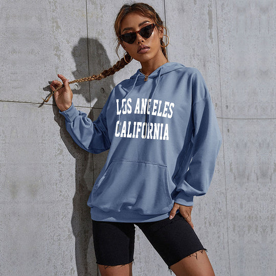 Damen Oversize-Kapuzenpullover im Collegestyle mit Kängurutasche, Retro-Logoprint und French-Terry-Futter Shop Nory