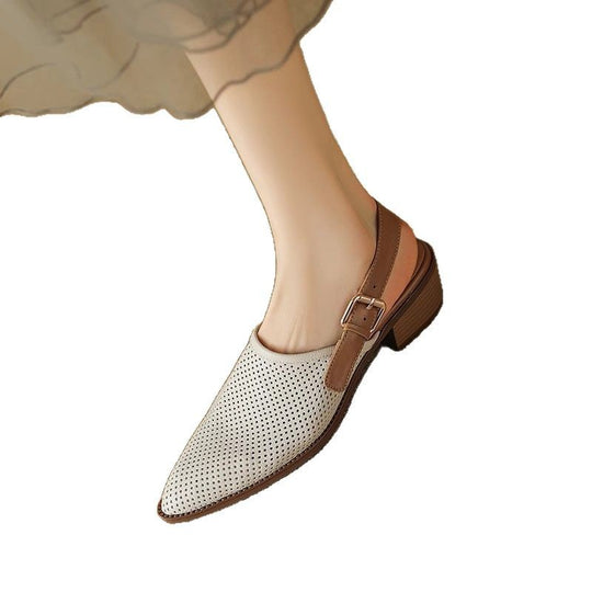 Damen Spitz zulaufende Slipper mit Fersenriemen, perforiertem Obermaterial und bequemem Blockabsatz Shop Nory
