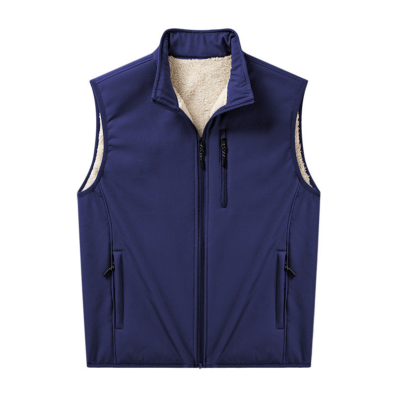 Herren Sherpa-gefütterte Softshell-Weste mit Stehkragen und Reißverschlusstaschen Shop Nory