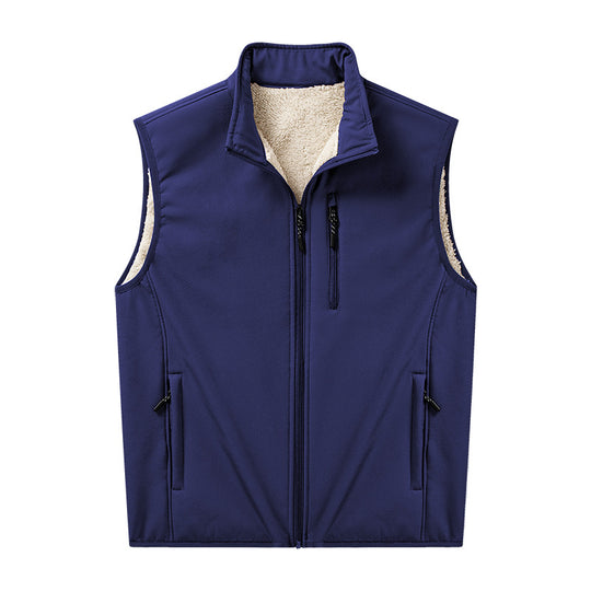 Herren Sherpa-gefütterte Softshell-Weste mit Stehkragen und Reißverschlusstaschen Shop Nory