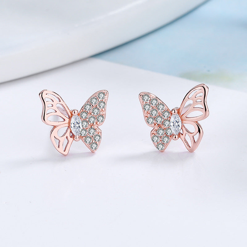 Damen Ohrringe im filigranen Schmetterlingsdesign mit Zirkonbesatz Shop Nory