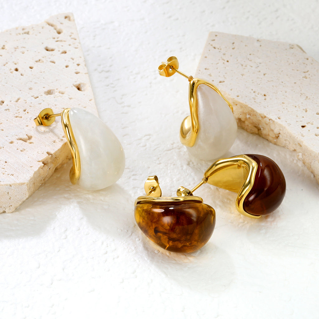 Damen Hängende Ohrringe mit elegantem Goldüberzug und perlmutternem Design Shop Nory