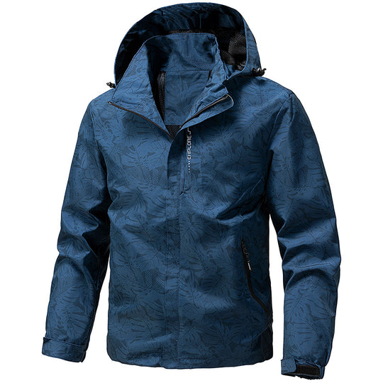 Herren Leichte Outdoor-Jacke mit Kapuze und Print Shop Nory