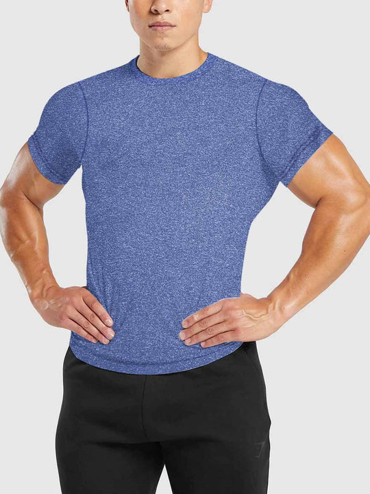 Herren nan tailliertes Rundhals-Leistungsshirt mit elastischem Seitenkeil und flachen Nähten