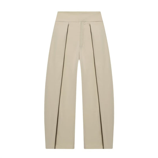 Damen Weite Plissée-Jerseyhose mit hoher Taille und Bügelfalte Shop Nory