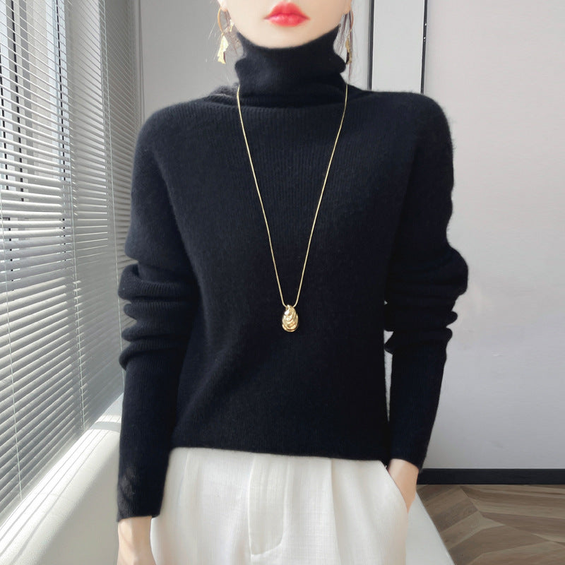 Damen Kurz geschnittener Rollkragenpullover aus weichem Kaschmir-Blend mit schmaler Silhouette Shop Nory