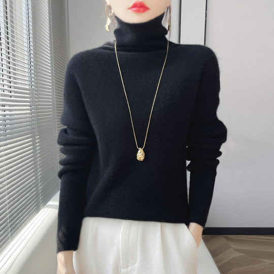 Damen Kurz geschnittener Rollkragenpullover aus weichem Kaschmir-Blend mit schmaler Silhouette Shop Nory