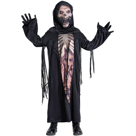 Unisex Gespenstische Skelettkostüm mit Kapuze und Fransen Shop Nory