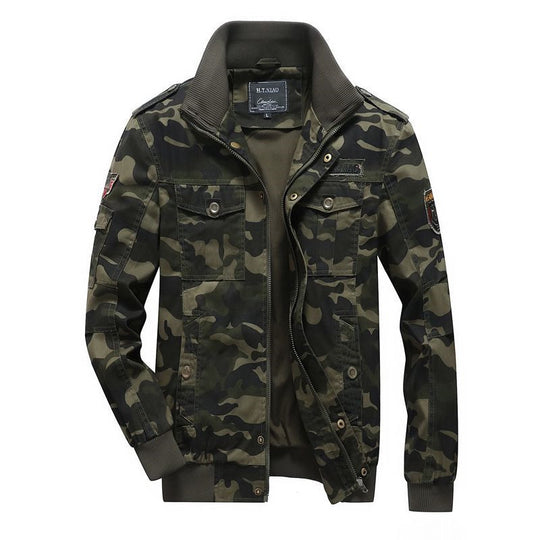 Herren Camo-Utility-Bomberjacke mit Stehkragen, Mehrfach-Taschen und Rippbündchen Shop Nory