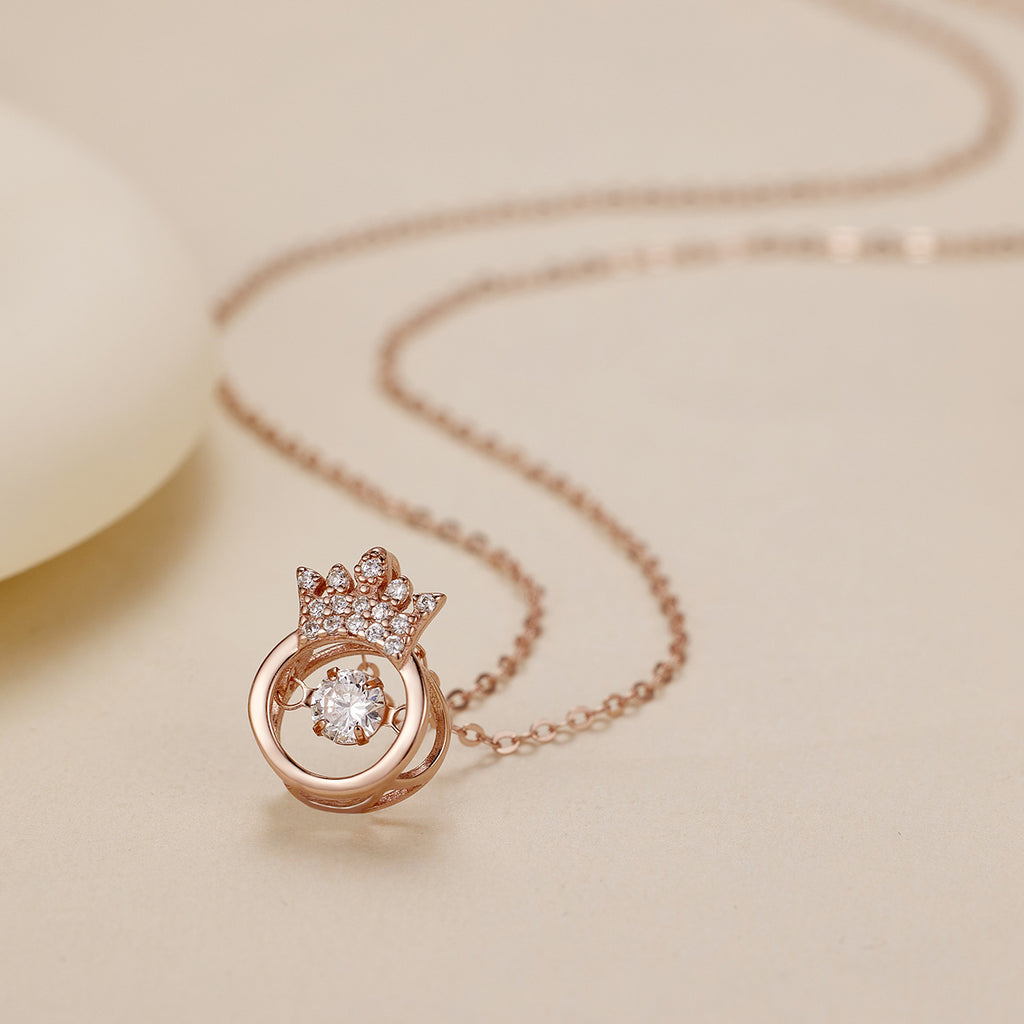 Damen Anhänger-Halskette mit Krone und funkelnden Zirkonia Shop Nory