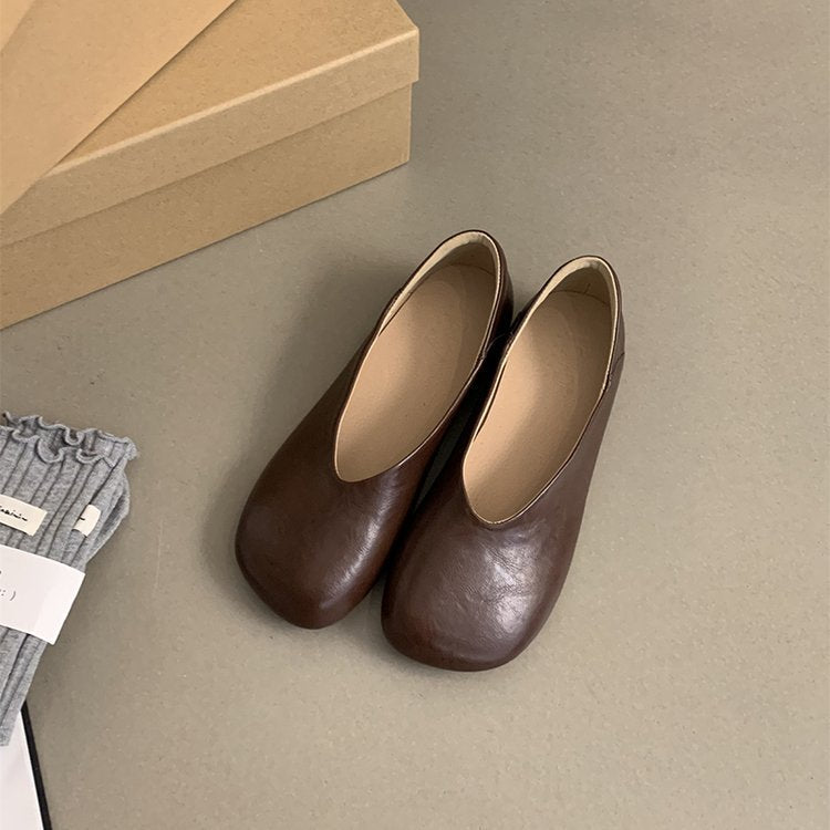 Damen bequeme Ballerinas aus hochwertigem Leder mit flexibler Sohle Shopnory
