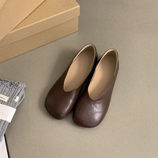 Damen bequeme Ballerinas aus hochwertigem Leder mit flexibler Sohle Shopnory