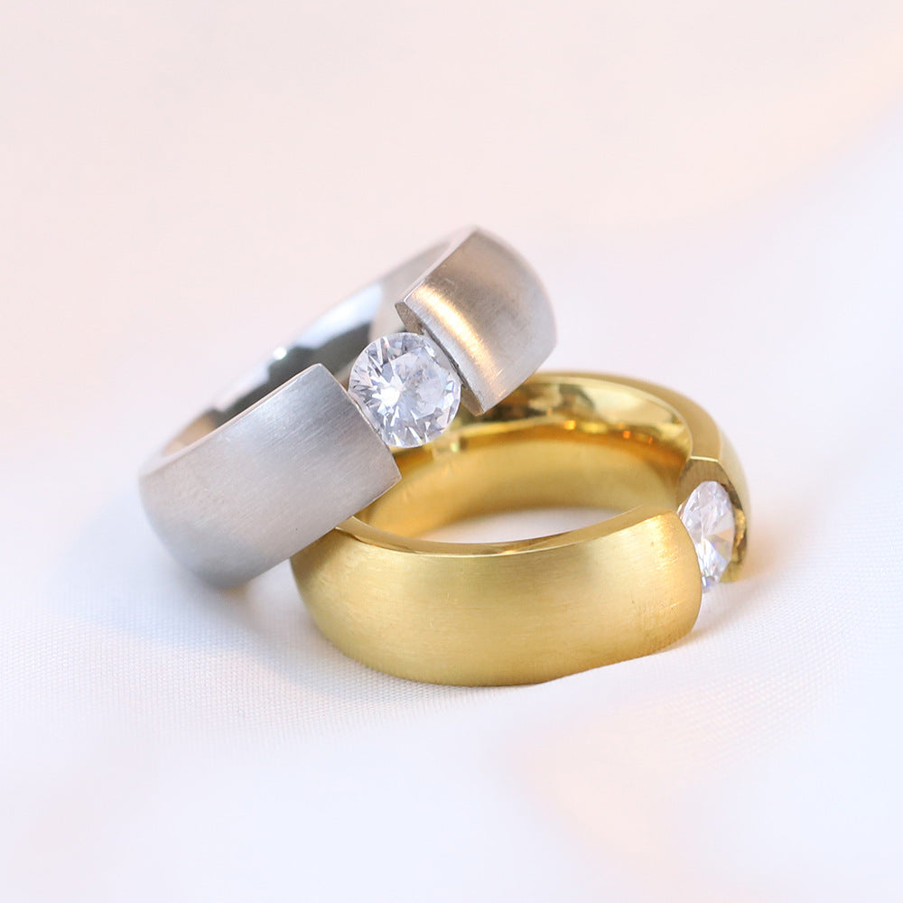 Damen Ring mit modernem, minimalistischem Design und funkelndem Kristallelement Shop Nory