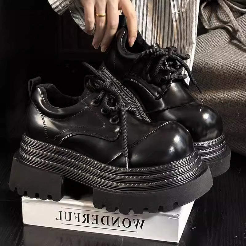 Damen Chunky Schnürschuhe mit doppelter Sohle und innovative Akzent Shopnory