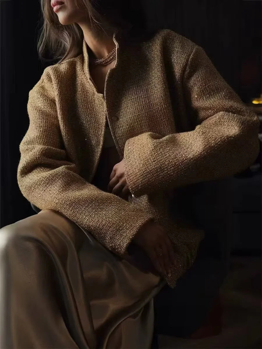 Gold Pailletten Stehkragenjacke