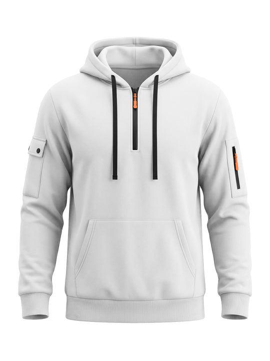 Herren Kapuzenpullover mit halbem Reißverschluss und Utility-Ärmeltasche Shop Nory