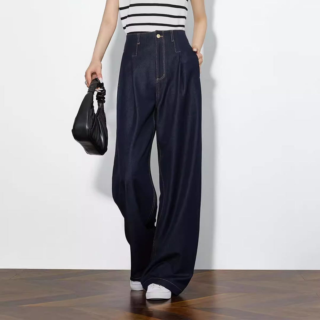 Damen Elegante Hohe Taillierte Wide-Leg Jeans Shop Nory