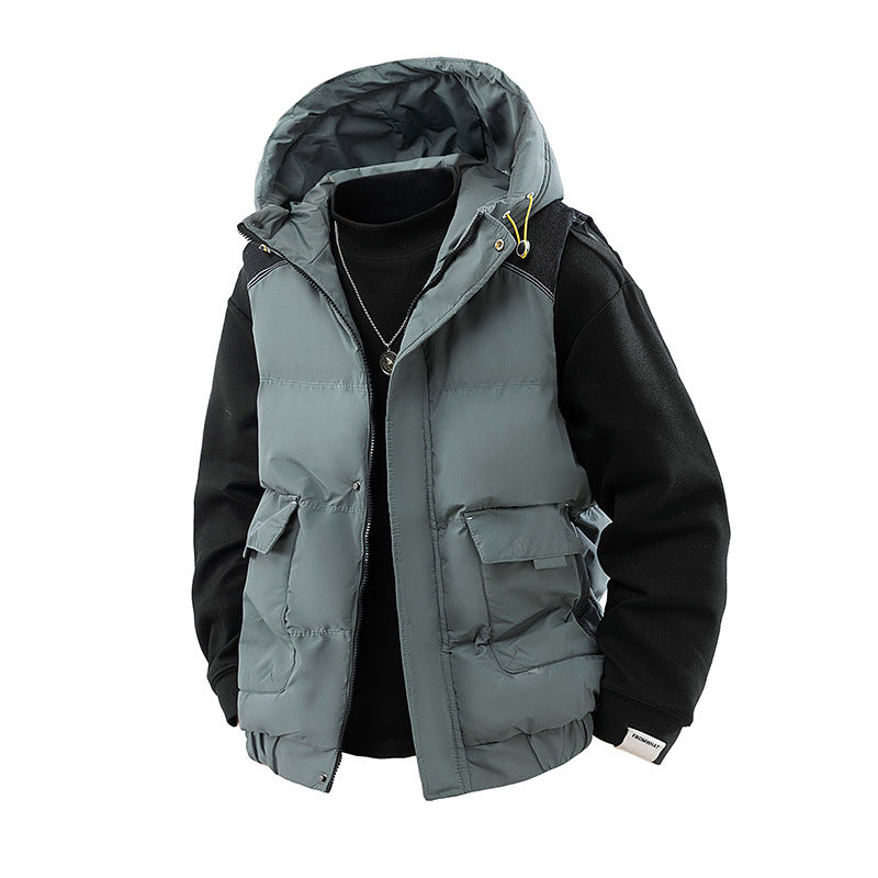 Herren Gesteppte Outdoor-Weste mit Kapuze, Cargo-Taschen und verstellbarem Saum Shop Nory