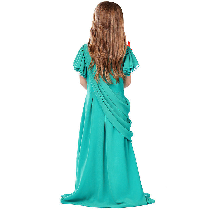 Mädchen Kostüm als Freiheitsstatue mit elegantem Kleid und Accessoires Shop Nory
