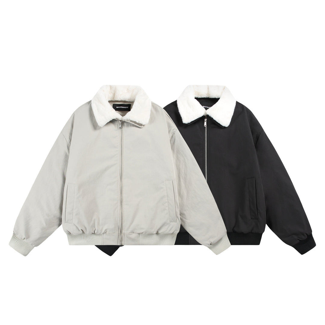 Herren Boxy Bomberjacke mit Teddykragen und geripptem Saum Shop Nory