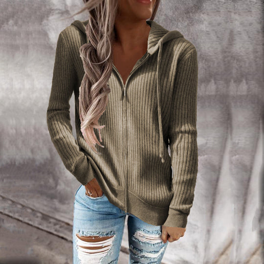 Damen Kapuzenjacke aus strukturiertem Material mit praktischen Taschen
