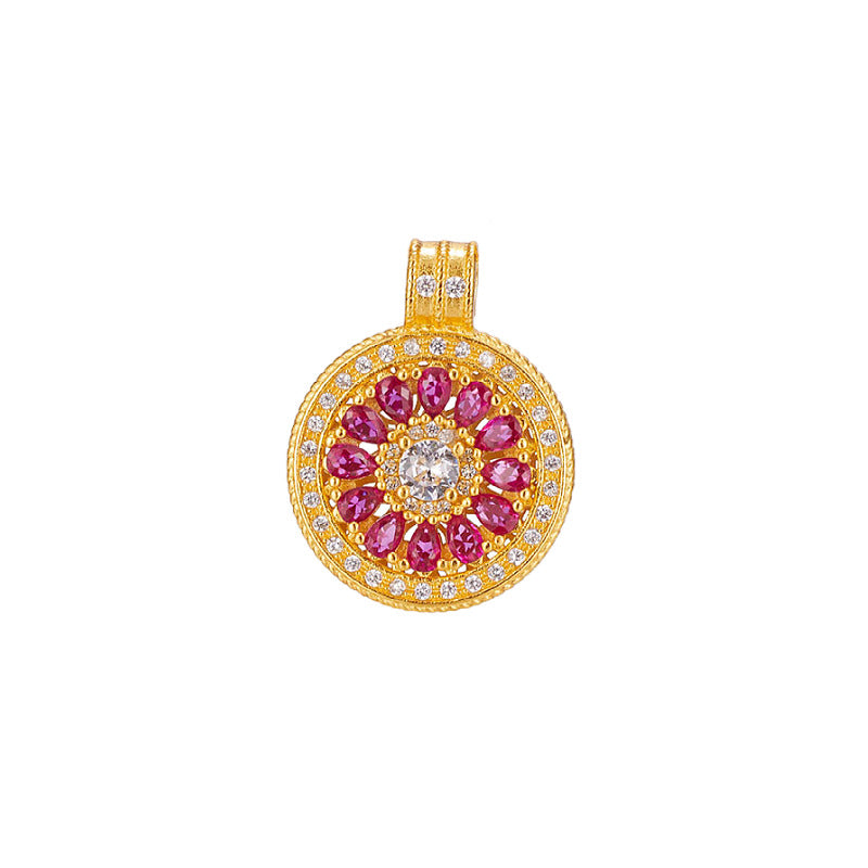 Damen luxuriöse Halskette mit funkelndem runden Anhänger und hochwertigen Zirkonia Shop Nory