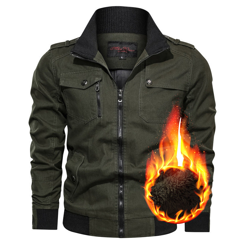 Herren Canvas-Fieldblouson mit wärmender Teddyfleece-Innenlage, Schulterepauletten und Rippenbündchen Shop Nory