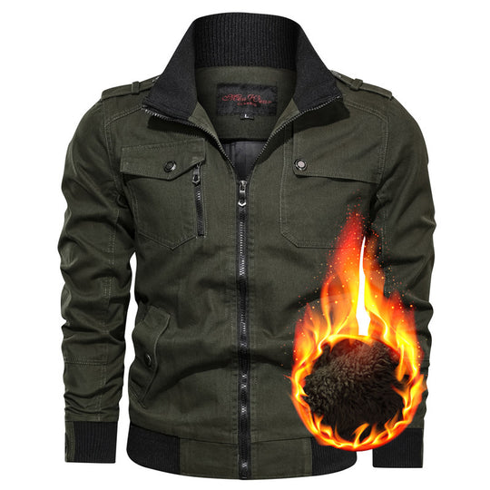 Herren Canvas-Fieldblouson mit wärmender Teddyfleece-Innenlage, Schulterepauletten und Rippenbündchen Shop Nory