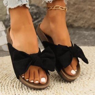 Damen Bequeme und modische Hausschuhe mit großem Schleifendetail Shopnory