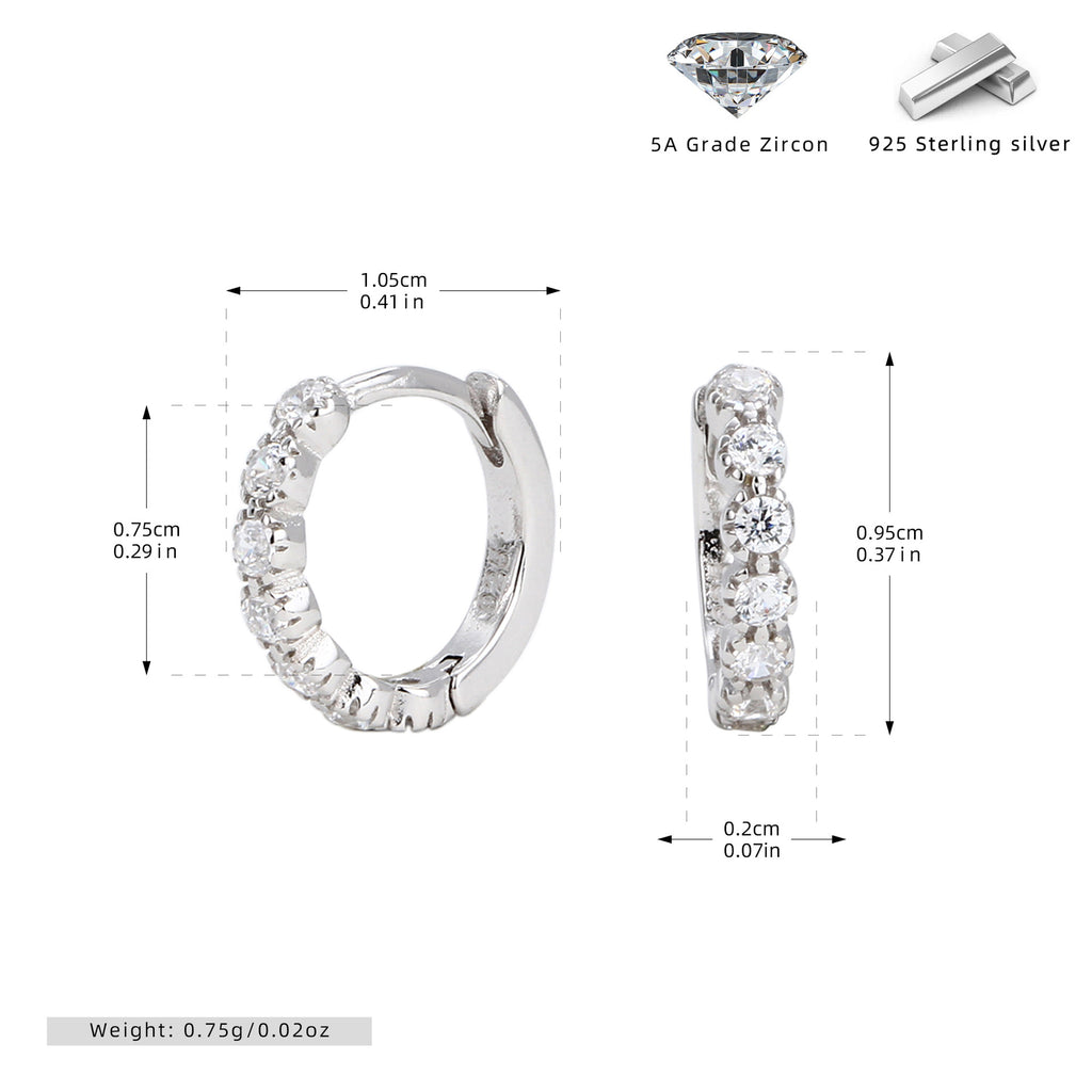Damen Creolen mit funkelndem Zirkon-Besatz aus hochwertigem 925 Sterling Silber Shop Nory