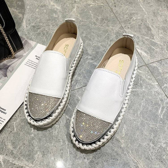 Damen glänzende Slip-On Plateau-Sneaker mit geflochtenem Rand und elastischem Einsatz Shop Nory