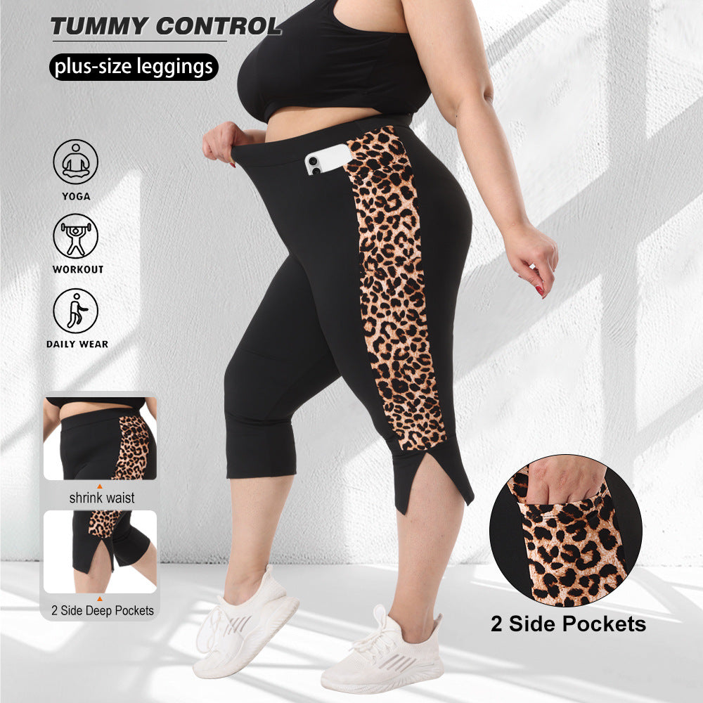 Damen Sculpting-Capri-Leggings mit hohem Taillenbund, Bauchkontrolle und seitlichen Einschubtaschen Shopy Nory