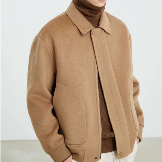 Herren Boxy Wollmix-Zipjacke mit verdeckter Knopfleiste und runden aufgesetzten Taschen Shop Nory